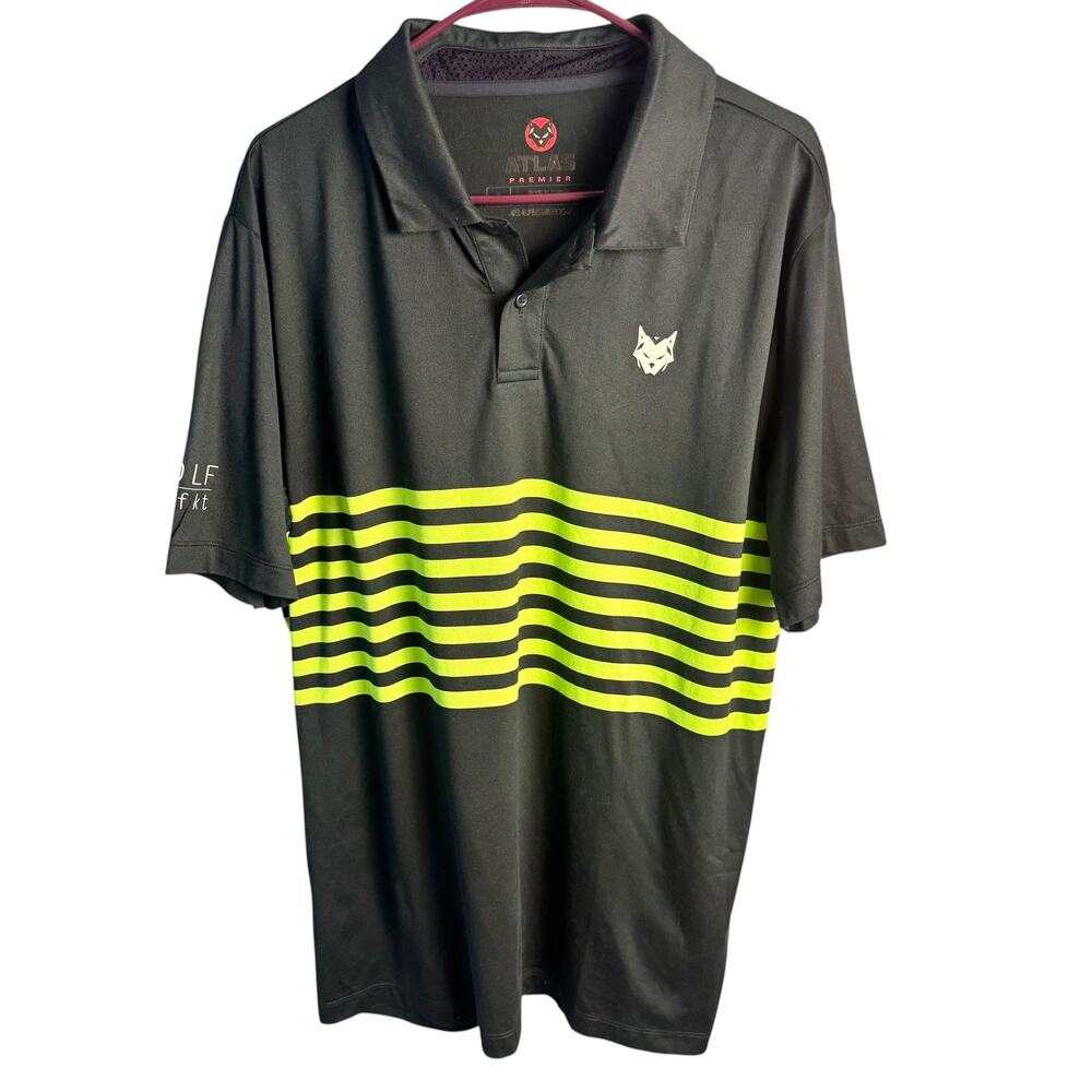 Atlas Premier Golf Polo Shirt Black Neon Stripe Performance Men’s Large